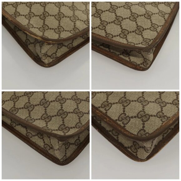 GUCCI GG Supreme Web Sherry Line Bag PVC Beige Green - Picture 15 of 15